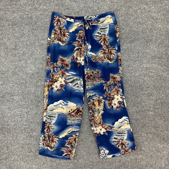 Vintage Hilo Hattie Hawaiian Crop Pants Womens XS Extra Small Drawstring Relaxed - Picture 2 of 12